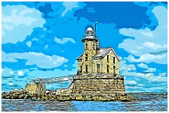 Stone Architecture of Stratford Shoal Light - Digital Painting